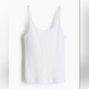 H&M White Ribbed Tank Top (S)